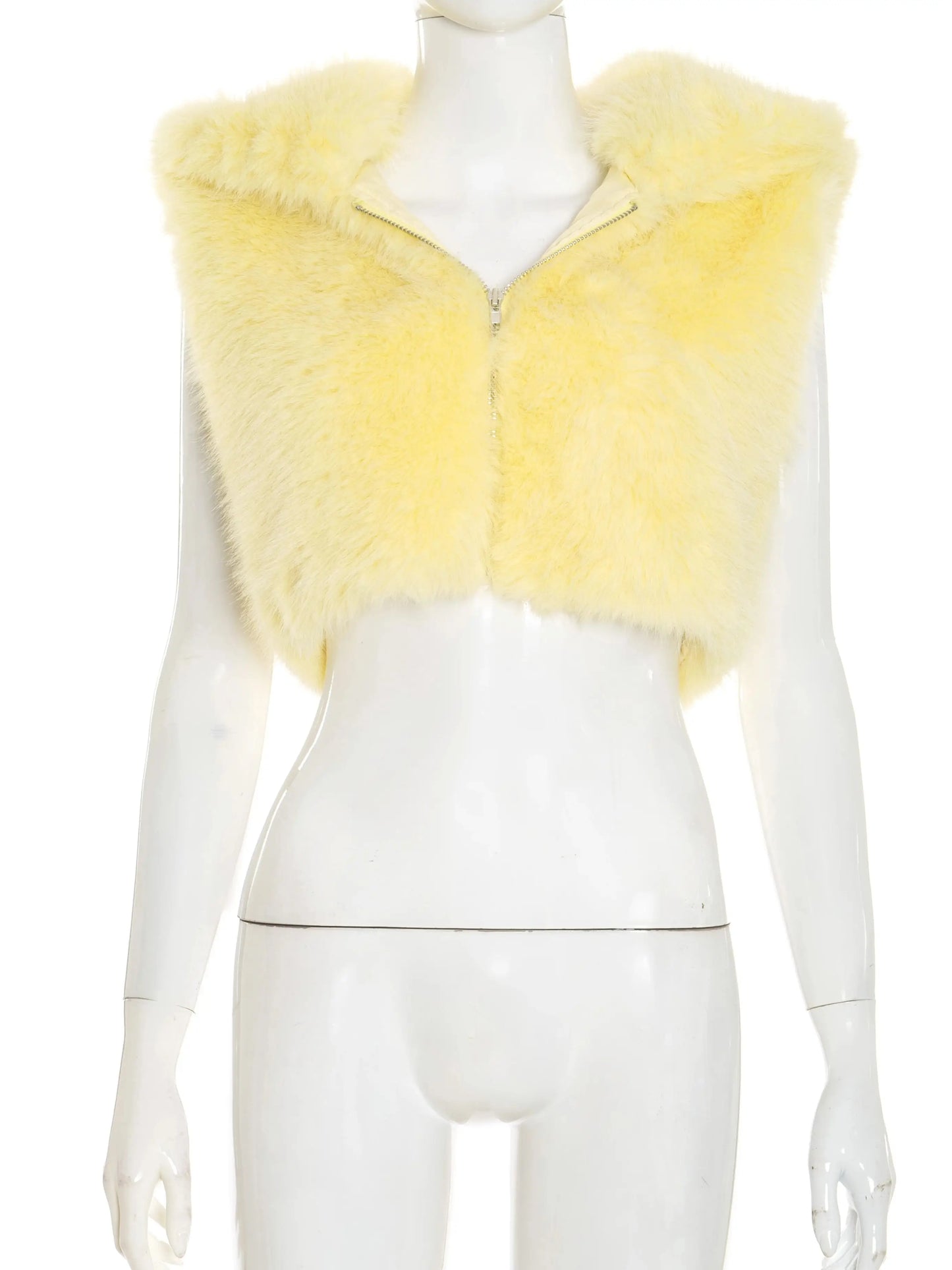 Sexy Furry Tank Tops Women Chic Hooded Zip Autumn Trend Cardigan Midnight Basic Street Party Club Furs Hipster Vest