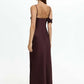 Women Satin Maxi Dress Elegant Spaghetti Strap Evening Party Gown Elegant Draped Formal Wedding Guest Long Dress