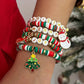 6 Pcs Y2K Snowman Deer Christmas Tree Pendant Polymer Clay Bracelet Women New Year Bangles Xmas Party Jewelry Gifts