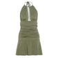 Sexy Backless Dress Women Hottie Halter Bandages Ruched Rivets Patchwork Sleeveless Trend Chic Party Street Bodycon
