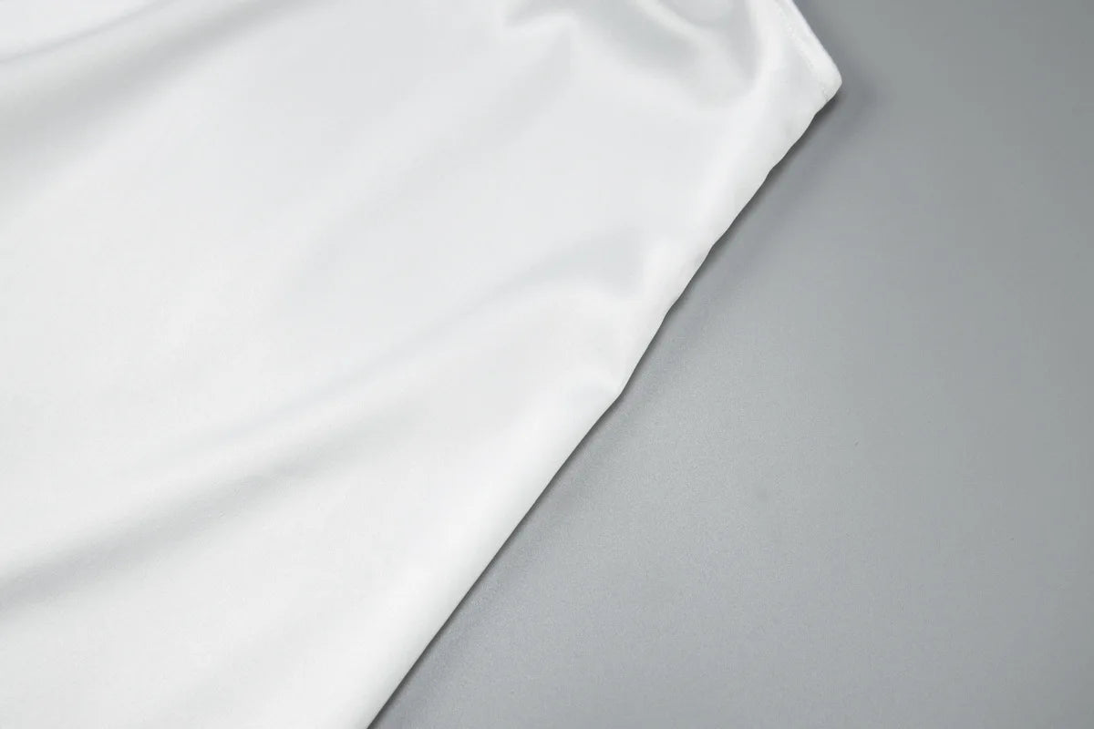 Lace Trim Satin White Dresses for Woman Summer 2026 Square Neck Short Sleeve Mini Dress