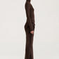 Autumn Long Sleeve Sexy Maxi Dress Women Fashion Hollow Out Turtleneck Ruched Bodycon Club Party Long Dresses Female