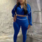 Patchwork 2 Piece Set Women Tracksuit Zip Shirring Hem Crop Jacket+Elastic Leggings Casual Daily Street Sporty Suits
