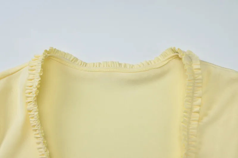 2 Piece Shorts Set Frilly Half Sleeve Crop Top and Shorts Matching Outfits Woman Summer Clothing