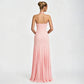 Elegant Deep Plunge Halter Backless Maxi Dresses 2026 Woman Wedding Guest Party Dress Pink