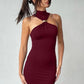 Summer Sleeveless Sexy Mini Dress Women Fashion Metal Ring Turtleneck Off-shoulder Strapless Club Party Dress Y2k