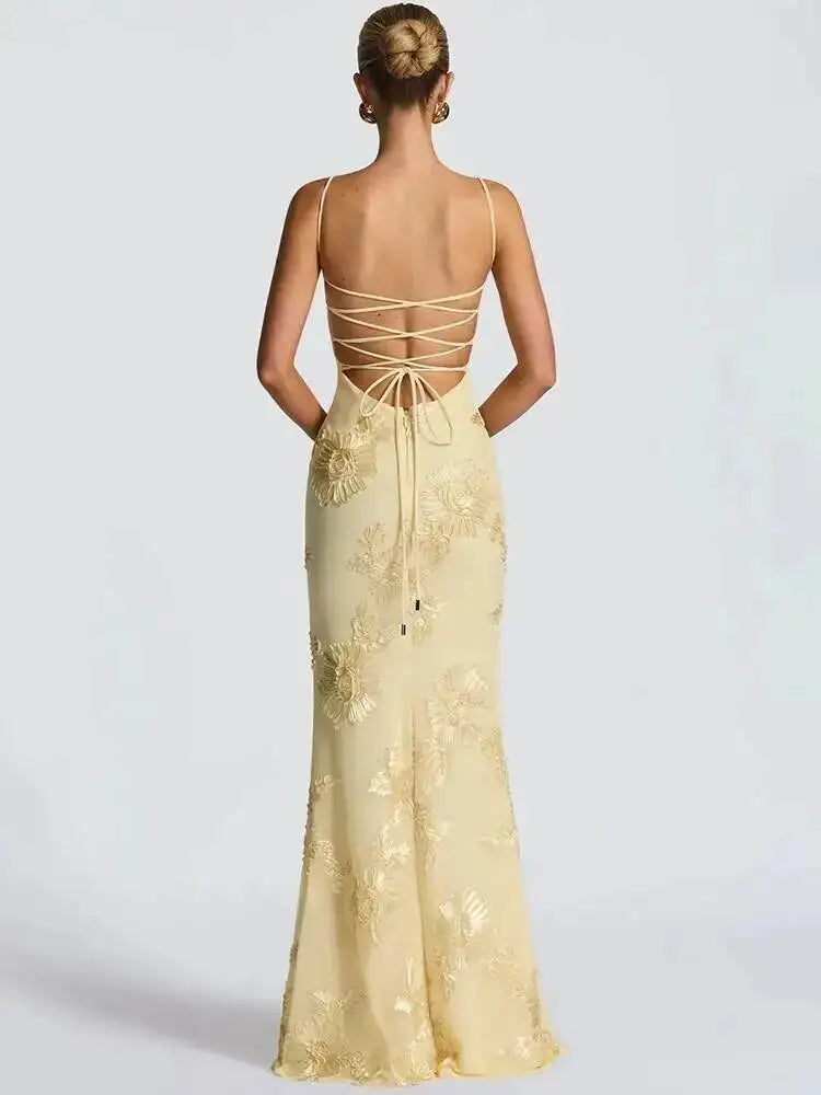 Spaghetti Strap Print Sexy Maxi Dress Women Fashion Off-shoulder Sleeveless Backless Bodycon Club Party Long Dresses