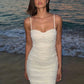Backless Ruched Elegant Sling Dress Woman Summer Trend Low-Neck Sleeveless Vacation Beach Party Style Chic Mid Bodycon