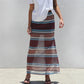 Y2K Casual Womens Striped See Through Mesh Long Skirt Elastic Waist Flared Hem Sheer Maxi Skirt Street Vacation Outfit