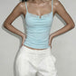 Patchwork Lace Camisole Women Bead Low-Neck Elasticity Simple Classic Sexy Music Festival Hip-Hop Style Streetwear