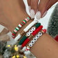 5 Pcs Women's Christmas Series Polymer Clay Bracelet Set Stackable CCB Beaded Fashion Charm Jewelry Accessories