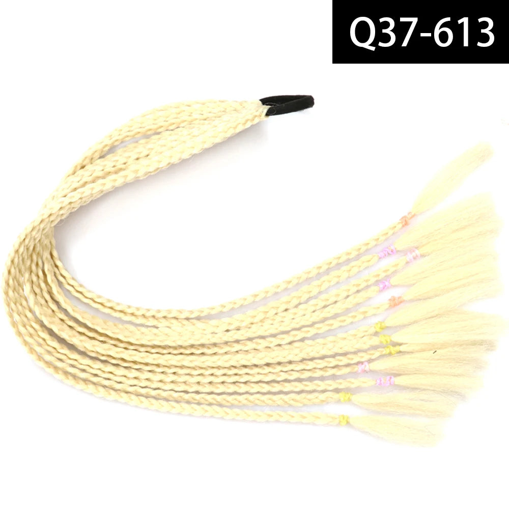 Synthetic Colored Braided Ponytail Hair Extension Rainbow Color Braids Pony Tail With Elastic Band Girl's Pigtail
