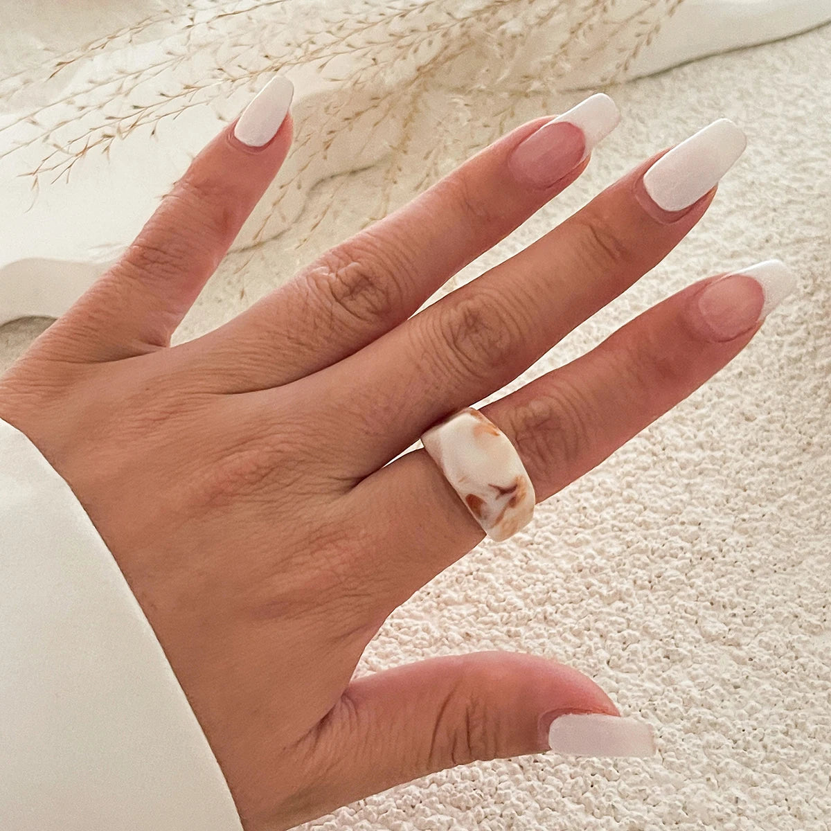 Creative Resin Acrylic Rings for Women Fashion Statement Bohemian Geometric Couple Ring Y2K Wed Engaged Jewelry Gift