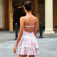 Floral Mesh Dresses Off Shoulder Halter Backless Irregular Mini Dress Sexy Outfits Woman Clothing