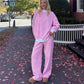 Striped Sweatshirt Sets for Women 2 Piece Pants Outfits Y2k Long Sleeve High Neck Pullover and Pants Spring Tracksuit