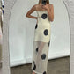 Women Polka Dot Maxi Dress Spaghetti Strap Sheer Mesh Long Dress Sexy Sleeveless Backless Elegant Summer Dresses