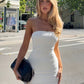 Ribbed Knit Strapless Bodycon Tube Mini Dress Woman Sexy Going Out White Summer Dresses 2026