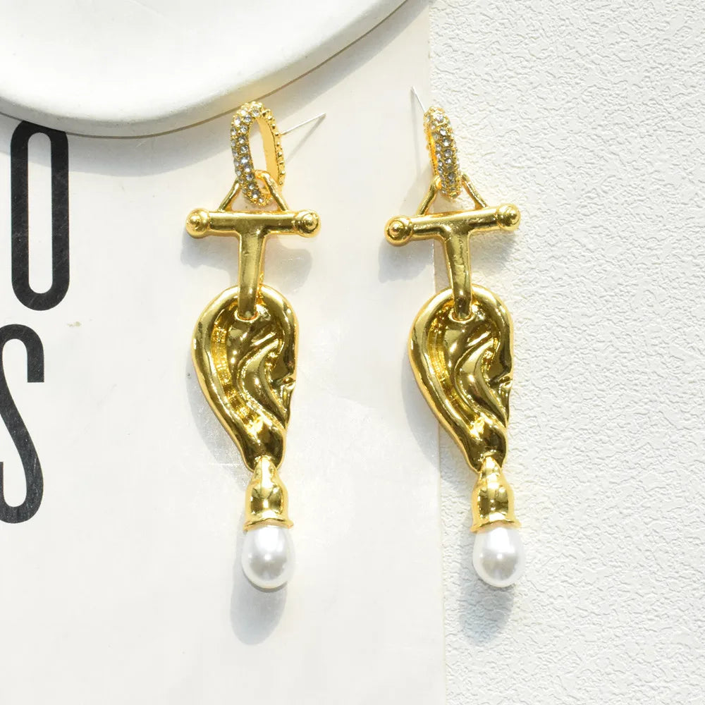 Vintage Metal Alloy With Rhinestone Big Eyes Dangle Earrings For Women Fashion Jewelry Exaggerated Lady Ears' Accessory