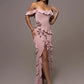 Elegant Ruffle Sexy Maxi Dress Women Spaghetti Strap Flower Sleeveless Backless High Split Club Party Evening Dress