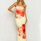 Floral Print Strapless Fishtail Long Dresses Sexy Sunday Summer Dress Woman 2025 Vacation Outfits Elegant