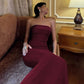 Glitter Burgundy Strapless Maxi Dress Elegant Evening Gown Sexy Birthday Mermaid Dresses Luxury 2026