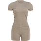 Classic 2-Piece Set Women Knit Sporty Style o-Neck t-Shirt+Elastic Waist Simple Short Leisure Daily Summer Trend Suit