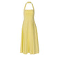 Halter Backless Long Dresses for Summer French Style Elegant Yellow Dress Woman Clothes