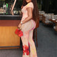 Stylish Floral Print 2-Piece Set Women O-Neck Irregular Hollow Ruffle Split Hem Top+Flare Pants Elegant Vacation Suit