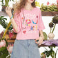 2025 Summer New Arrivals Pink Graffiti Printed Casual Short Sleeve T-Shirt For Women