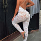 See Through Jumpsuit Women Backless v-Neck Sleeveless Flower Lace Slim Sexy Midnight Summer Hottie Fashion Outfit