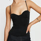 Women Sweetheart Bustier Cami Top Spaghetti Straps Seam Detail Slim Corset Crop Tank Top Y2K Sleeveless Casual Camisole
