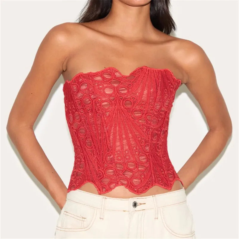 Hollow Out Corset Tops Irregular Hem Fishbone Underbust Top Slim Bandage Shapewear Bustier Costumes Evening Party Corset
