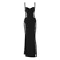 Lace Hollow Sexy Black Dresses for Woman Party Evening Outfits Spaghetti Strap Low Cut Backless Maxi Dress