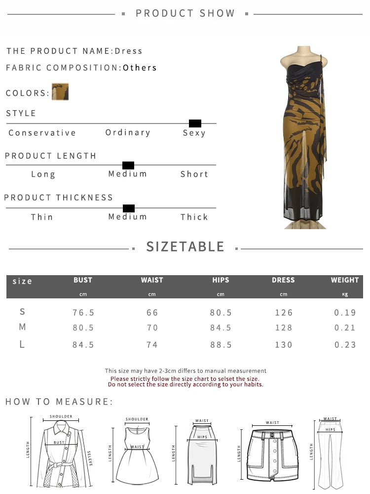 Fashion Patchwork Dress Women Irregular Single Shoulder Strap Sexy See Through Splits Hem Street Elegant Long Bodycon
