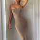 Spaghetti Strap Backless Bodycon Maxi Dress Women Autumn New Thickened Fabric Sleeveless Club Party Sexy Long Dress