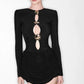 Sexy Hollow Out Long Sleeve Pleated Mini Dresses White Black Elegant Luxury Party Birthday Dress Women