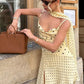 Ruched Elegant Sling Dress + Scarf Woman Polka Dot Print Low-Neck Backless Irregular Hem Street Y2K Style Mini Bodycon