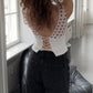 Women Off Shoulder Tops Asymmetrical Boat Neck Sleeveless Backless Y2K Polka Dot Tank Top Going Out Crop Shirts