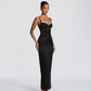 Satin White Luxury Dresses for Woman Elegant Party Spaghetti Strap Backless Split Long Dress Evening Gown