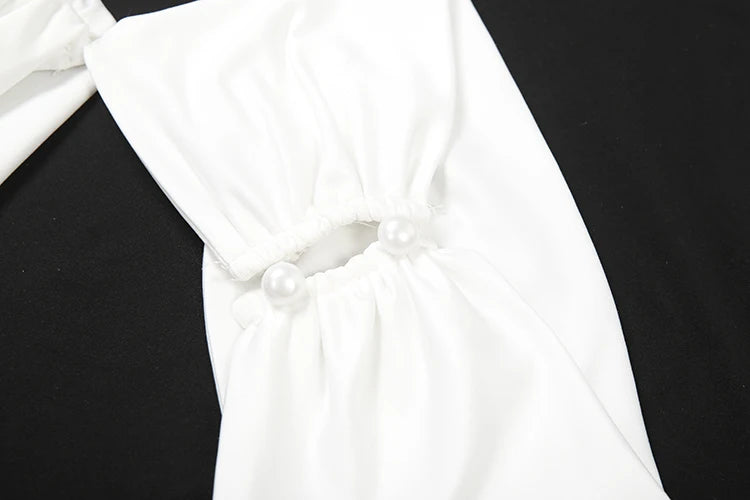 Waistless Dress Women Cross High Neck Bandage Tassel Slit Long Sleeve Backless Folds Sexy Midnight Party Mini Bodycon