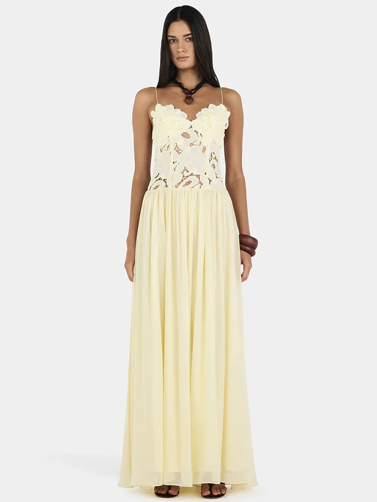 Lace Corset Sexy Maxi Dress Women Elegant Spaghetti Strap Sleeveless Backless Bodycon Club Party Long Dresses Summer
