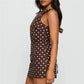Women’s Summer Tank Mini Dress Elegant Ladies Sleeveless Crew Neck Polka Dots Print Dress Sexy Tie Back Short Sundress