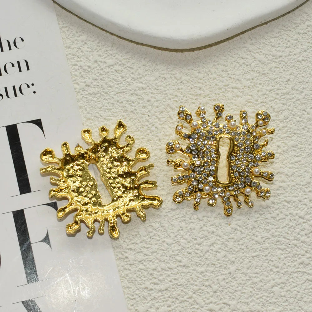 Gorgeous Shiny Rhinestone Gems Geometric Dangle Earrings for Women Jewelry Fashion Brand Ladys' Statement Earrings Accessories