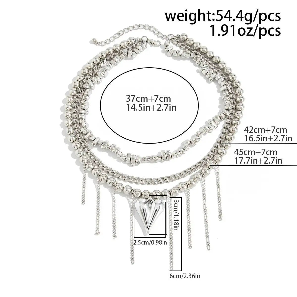 Trendy Exquisite Love Heart Pendant Choker Necklace for Women Boho Silver Color Tassel Metal Chain Wedding Neck Jewelry