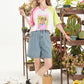 Playful Cartoon Fox Print Raglan T-Shirt, Color Block Short Sleeve Graphic Tee, Casual Cute Loose Top for Women