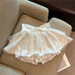 Balletcore Sweet Lace Layered Skort Ladies Large Bow Waist Ruffled Mini Skirt Built In Shorts Y2K Kawaii Going Out Skirt