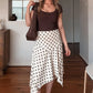 Women's Midi Skirt Stylish Dot Print/Striped A Line Casual Irregular Hem Low Rise Skirts for Summer Vacation Streetwear