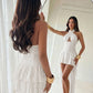 Sexy Backless Tierred Long Dress Woman Cross Halter Off Shoulder Lace Patchwork Hem Birthday Party Elegant Vestidos