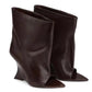 Ladies' Spring/Summer New Fish Mouth Slope High Heel Short Boots with Pointed Toe Exposed Cool Boots, Mid Top Boots