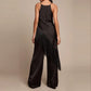 Women Summer Satin Camisole Casual Solid Asymmetrical Tassel Spaghetti Straps Long Tank Tops Club Vacation Streetwear